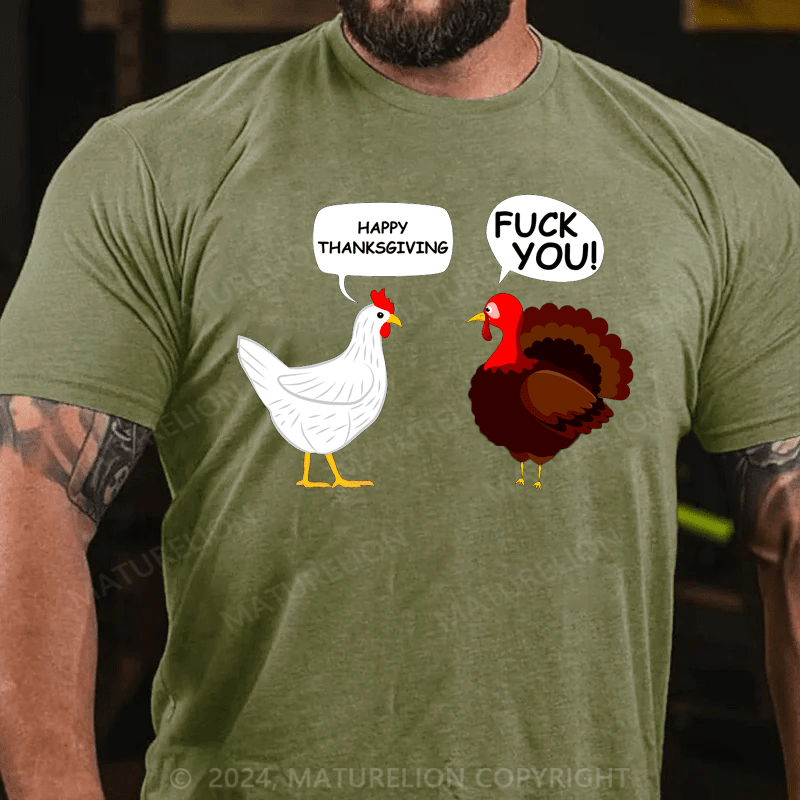 Maturelion Thanksgiving T-Shirt Funny Thanksgiving I Heart Thicc Thighs T-Shirt