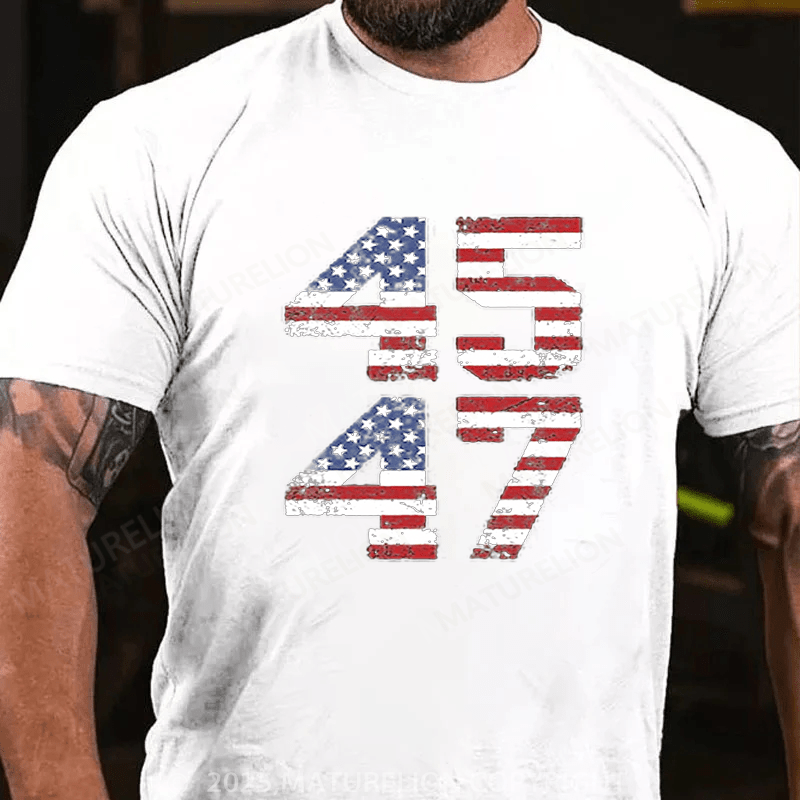 Maturelion Men's T-shirt 45-47 American Flag Shirt