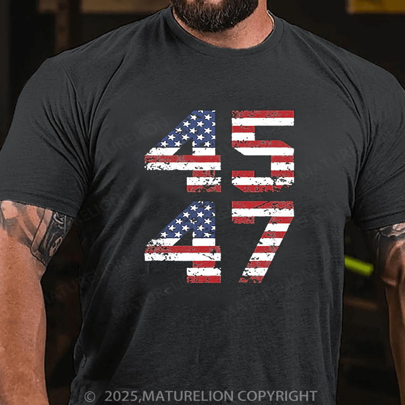Maturelion Men's T-shirt 45-47 American Flag Shirt