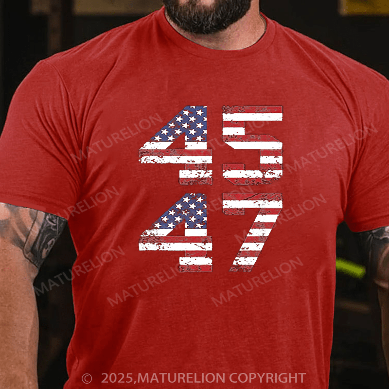 Maturelion Men's T-shirt 45-47 American Flag Shirt