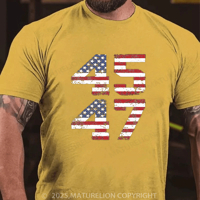 Maturelion Men's T-shirt 45-47 American Flag Shirt