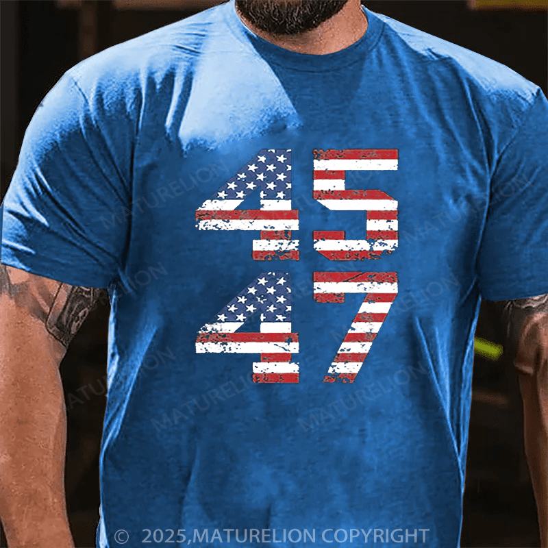 Maturelion Men's T-shirt 45-47 American Flag Shirt