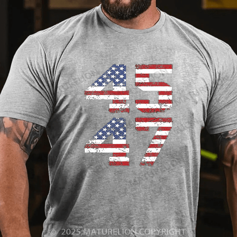 Maturelion Men's T-shirt 45-47 American Flag Shirt