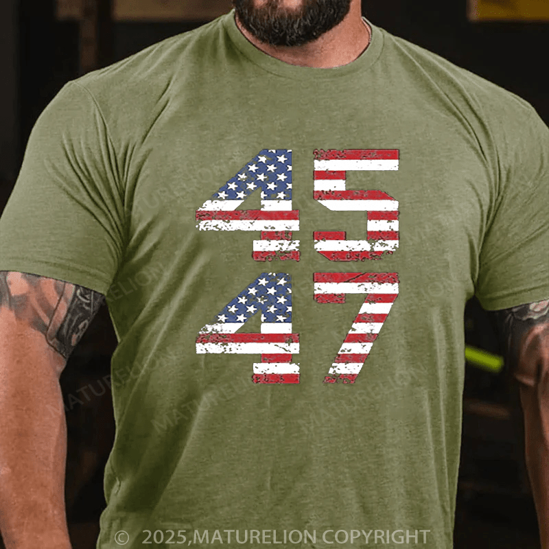 Maturelion Men's T-shirt 45-47 American Flag Shirt
