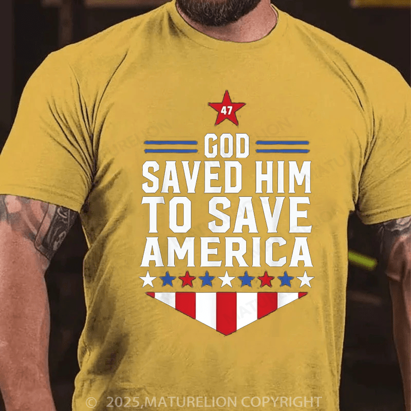 Maturelion Men's T-shirt God Saved Him To Save America 2025 T-Shirt