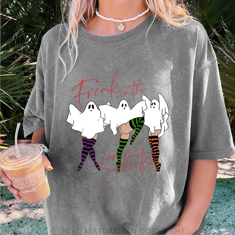 Maturelion Freak in The Sheets Ghost Pinups Ready to DTG Printing Washed Cotton T-Shirt