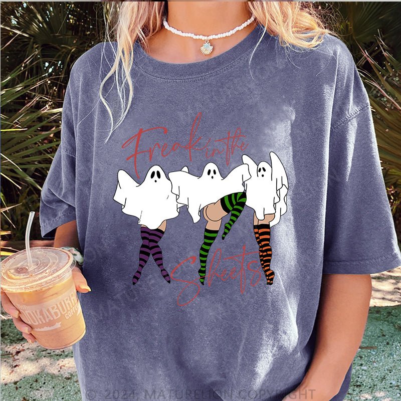 Maturelion Freak in The Sheets Ghost Pinups Ready to DTG Printing Washed Cotton T-Shirt