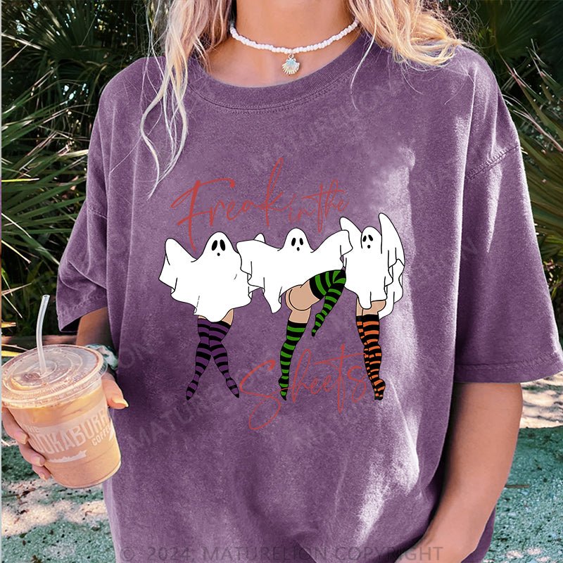 Maturelion Freak in The Sheets Ghost Pinups Ready to DTG Printing Washed Cotton T-Shirt
