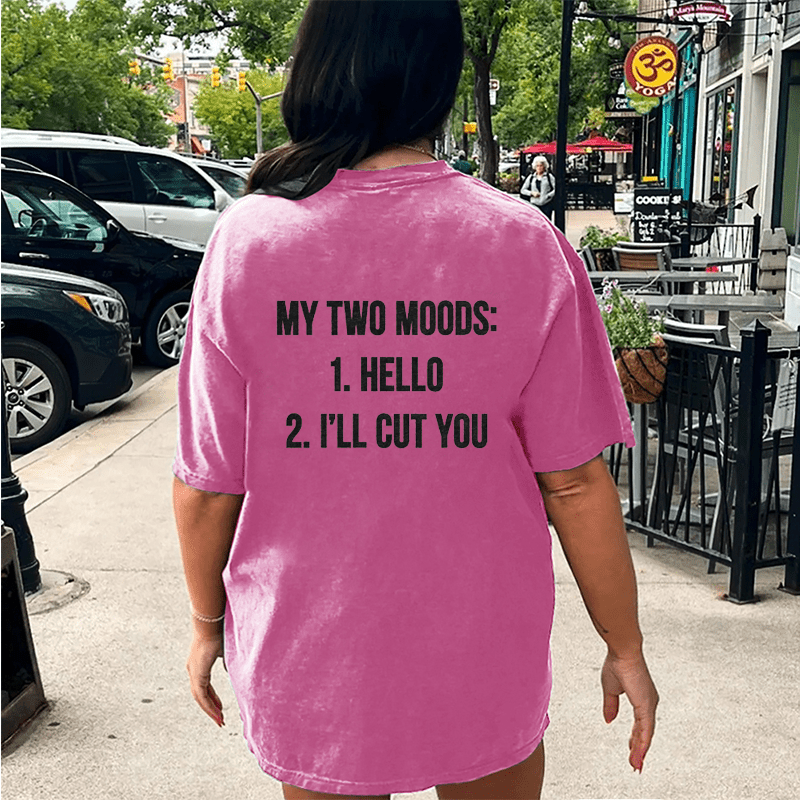 Maturelion My Two Moods DTG Printing Washed Cotton T-Shirt