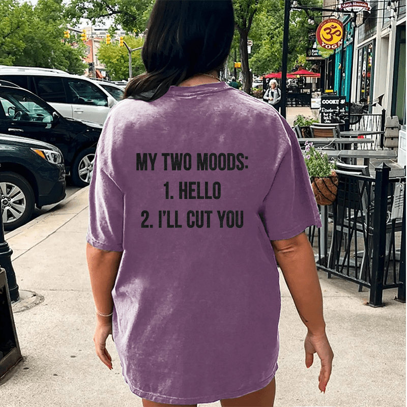 Maturelion My Two Moods DTG Printing Washed Cotton T-Shirt