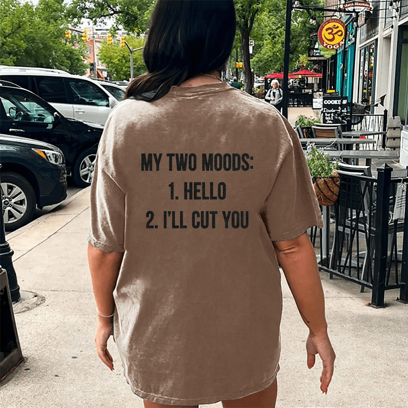 Maturelion My Two Moods DTG Printing Washed Cotton T-Shirt