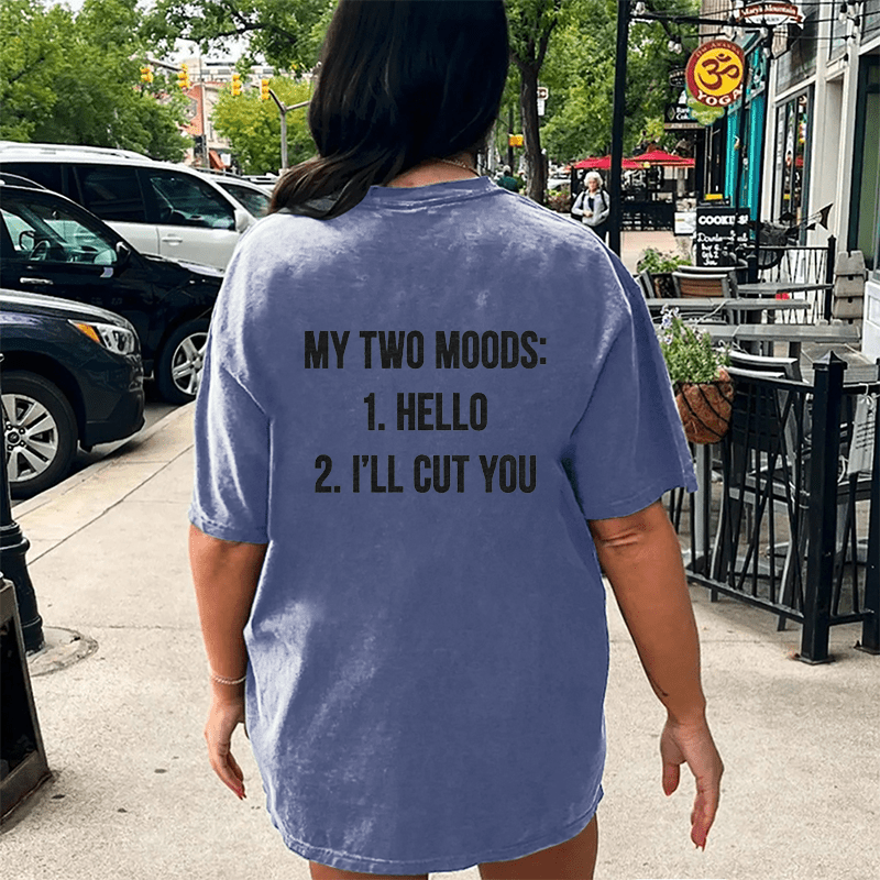 Maturelion My Two Moods DTG Printing Washed Cotton T-Shirt