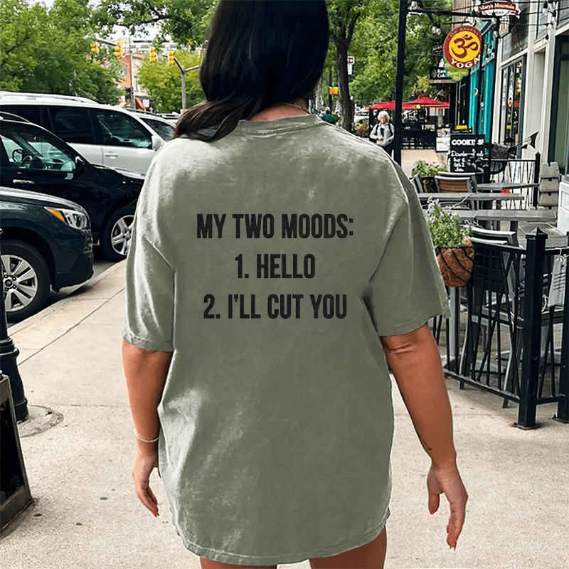 Maturelion My Two Moods DTG Printing Washed Cotton T-Shirt