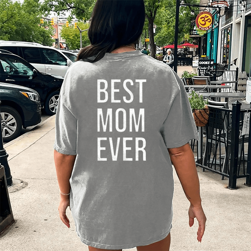 Maturelion Best Mom Ever DTG Printing Washed Cotton T-Shirt