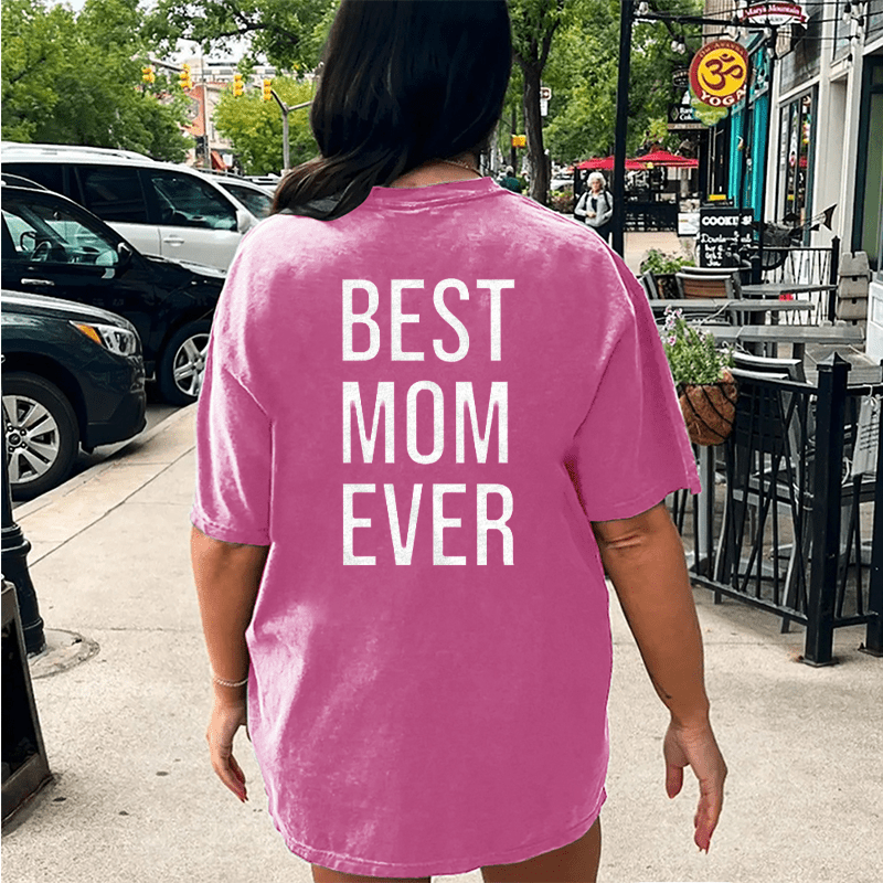 Maturelion Best Mom Ever DTG Printing Washed Cotton T-Shirt