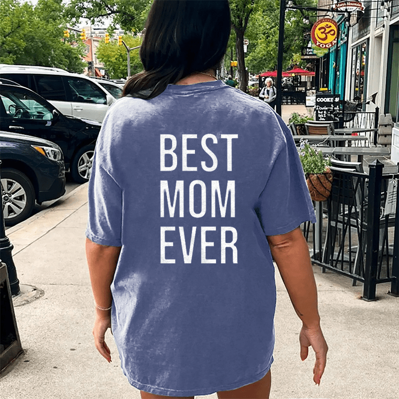 Maturelion Best Mom Ever DTG Printing Washed Cotton T-Shirt