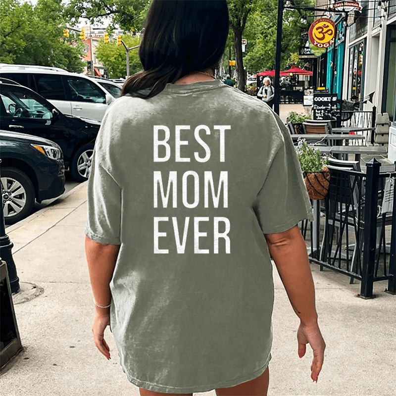 Maturelion Best Mom Ever DTG Printing Washed Cotton T-Shirt