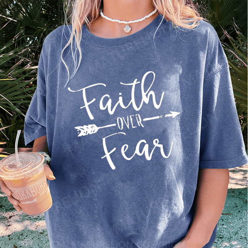 Maturelion "Faith Over Fear" DTG Printing Washed Cotton T-Shirt