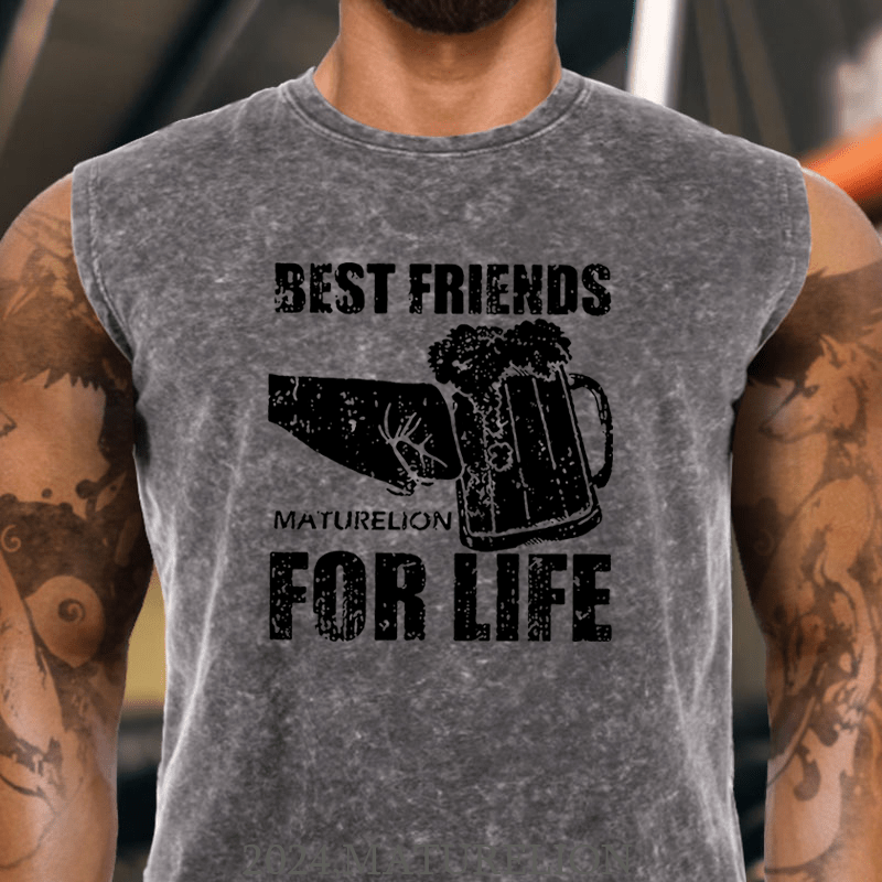 Maturelion Best Friends for Life Beer Graphic Cotton Tank Top