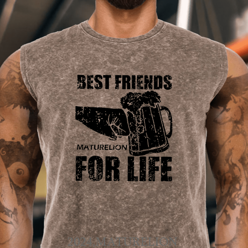 Maturelion Best Friends for Life Beer Graphic Cotton Tank Top