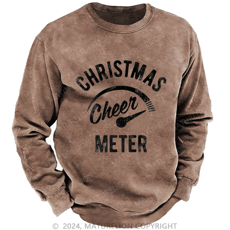 Maturelion Christmas Sweatshirt Cheer Meter Custom Washed Sweatshirt