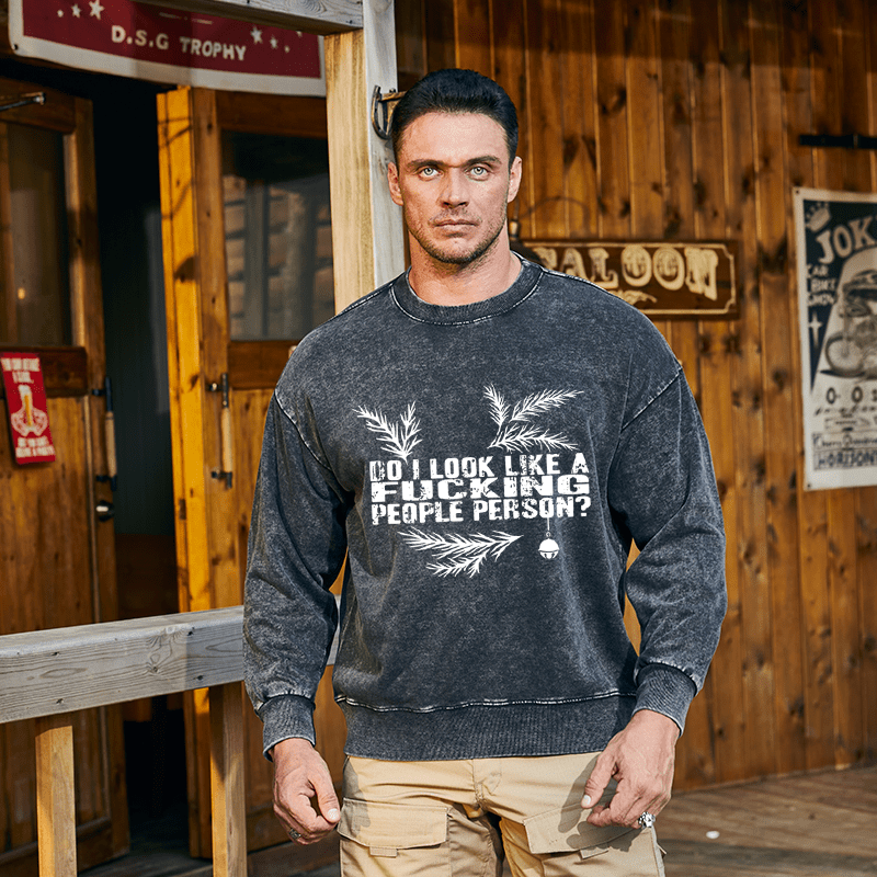 Maturelion Christmas Sweatshirt Do I Look Like A Fucking People Person Custom Washed Sweatshirt