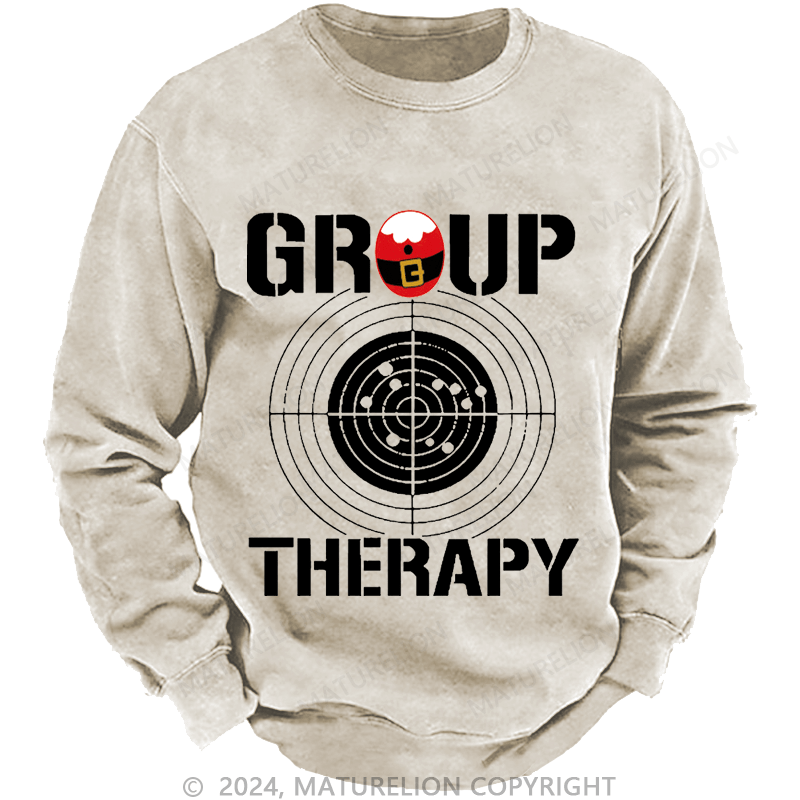 Maturelion Christmas Sweatshirt Group Therapy Custom Washed Sweatshirt