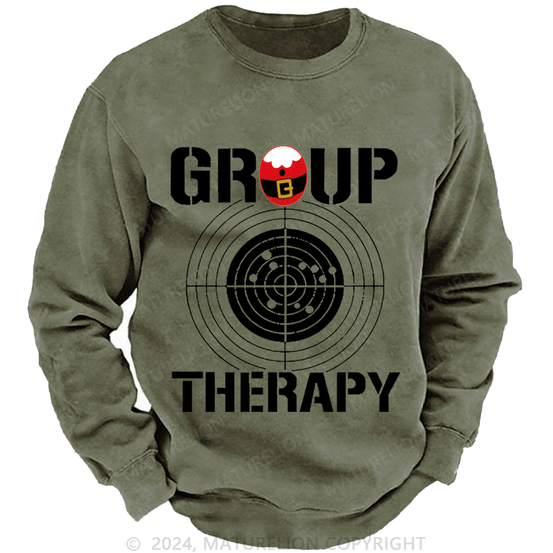 Maturelion Christmas Sweatshirt Group Therapy Custom Washed Sweatshirt