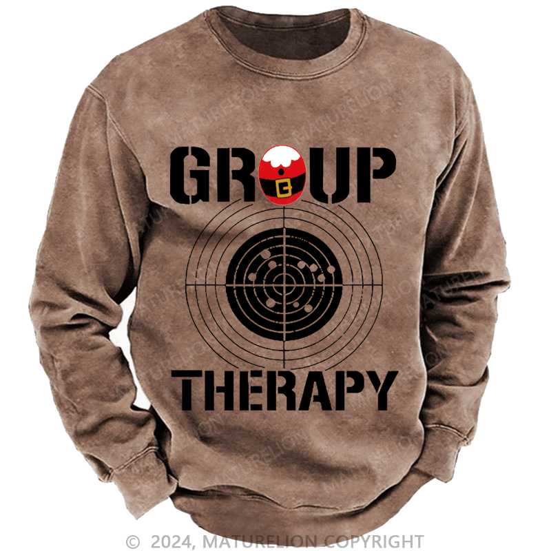 Maturelion Christmas Sweatshirt Group Therapy Custom Washed Sweatshirt
