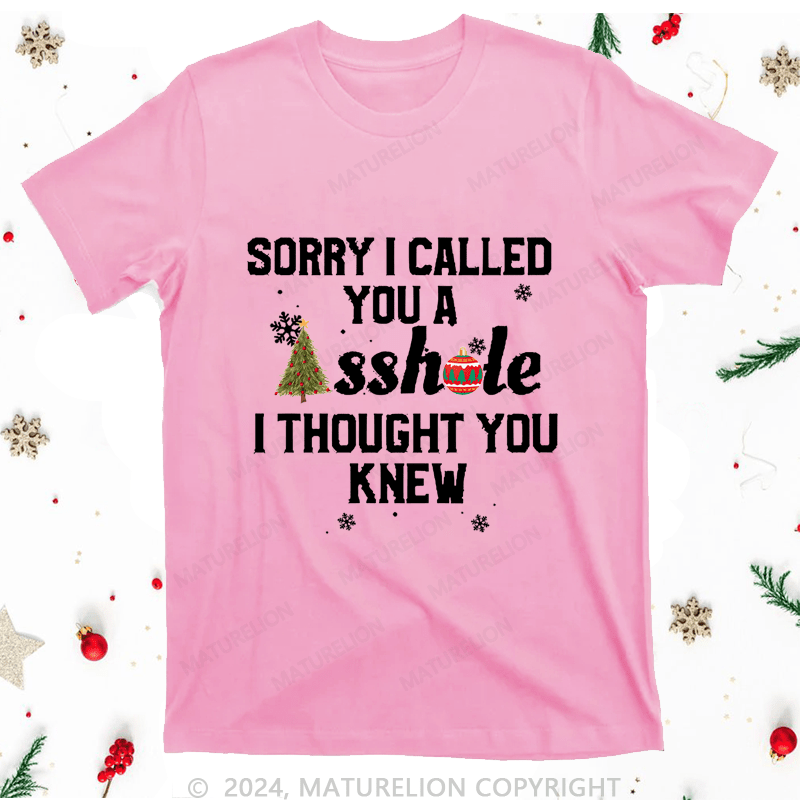 Maturelion Christmas T-Shirt Sorry I Called You A Asshole I Thought You Knew Women T-Shirt
