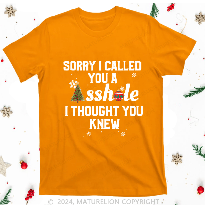 Maturelion Christmas T-Shirt Sorry I Called You A Asshole I Thought You Knew Women T-Shirt