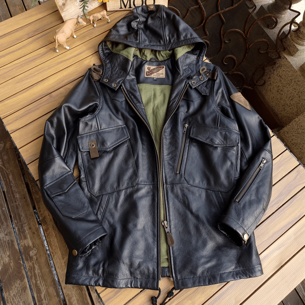Maturelion Fashion Motorcycle Biker Genuine Men's Leather Jacket