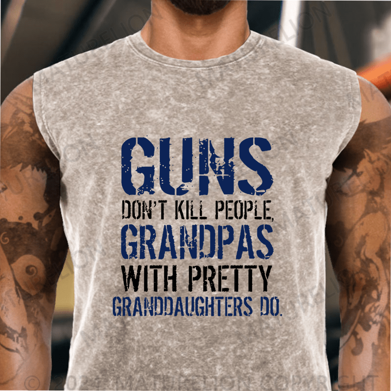 Maturelion Guns Don't Kill People Grandpas Do Vintage Washed Tank Top
