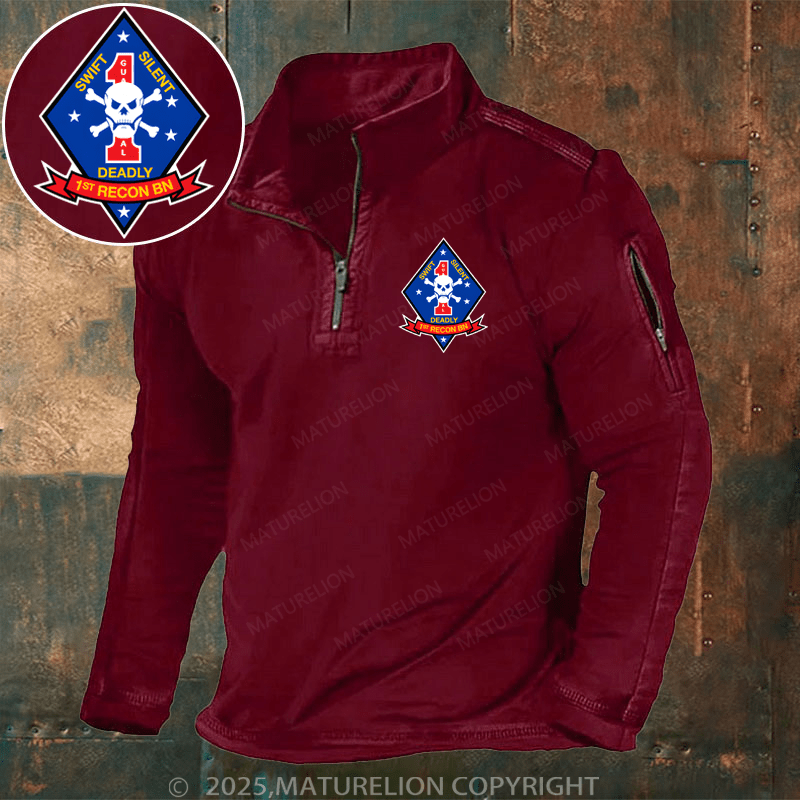 Maturelion Men's Henley Shirt 1st Recon Battalion Henley Shirt