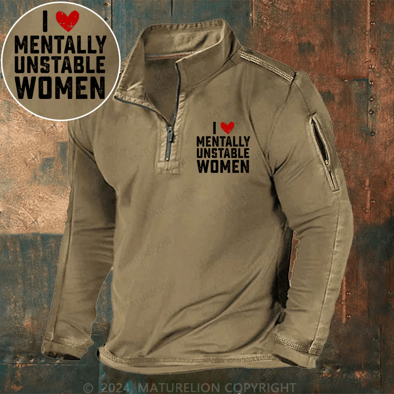 Maturelion Men's Henley Shirt I Love Mentally Unstable Women wife Henley Shirt