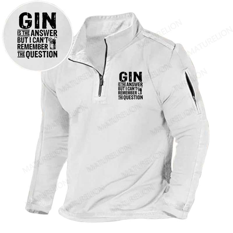 Maturelion Men's Henley Shirt Funny Gin Is The Answer Henley Shirt