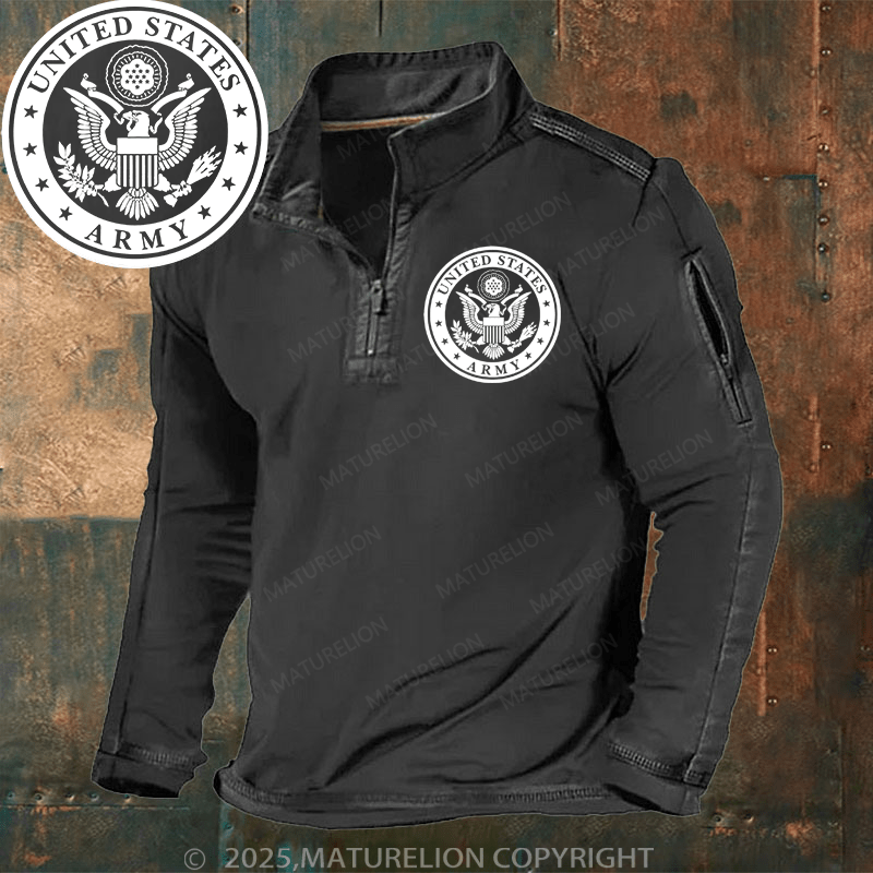 Maturelion Men's Henley Shirt United States Army Henley Shirt