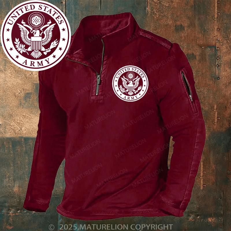 Maturelion Men's Henley Shirt United States Army Henley Shirt