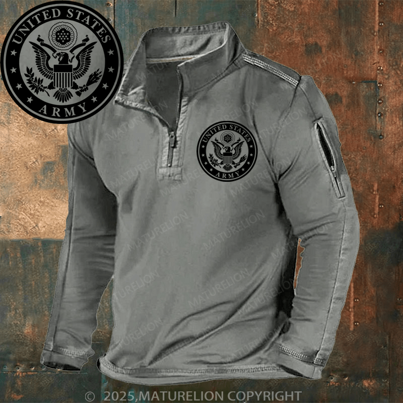 Maturelion Men's Henley Shirt United States Army Henley Shirt