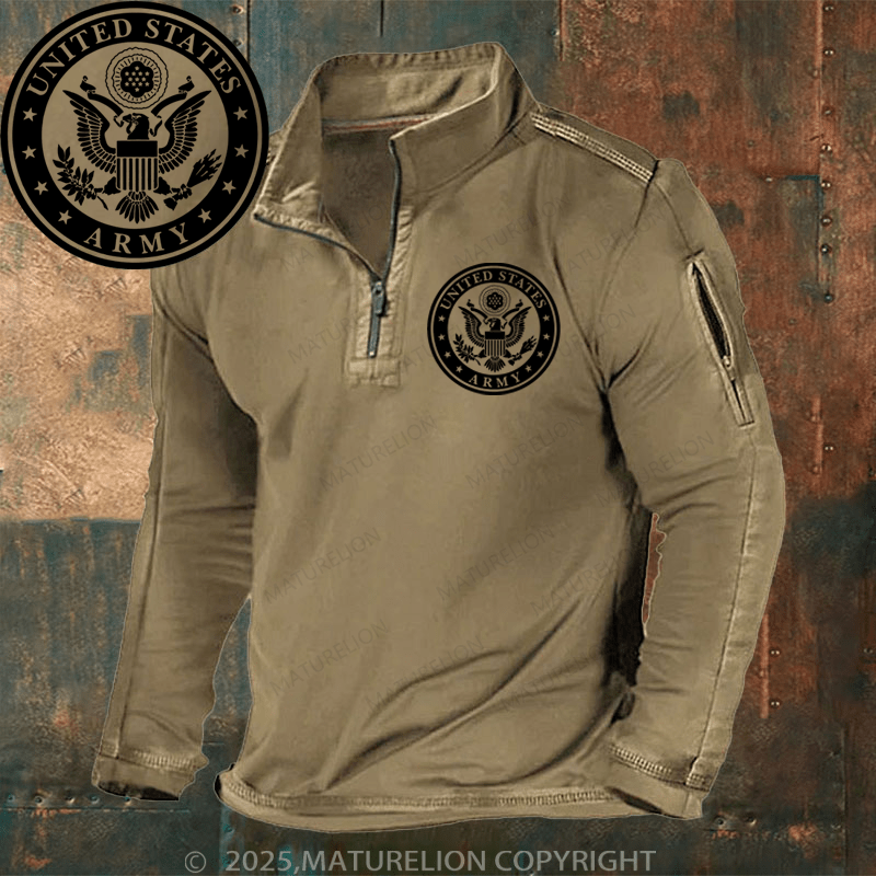 Maturelion Men's Henley Shirt United States Army Henley Shirt