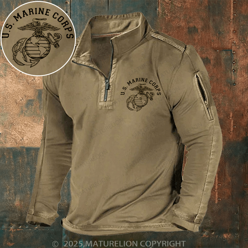 Maturelion Men's Henley Shirt Us Marines Crops Henley Shirt