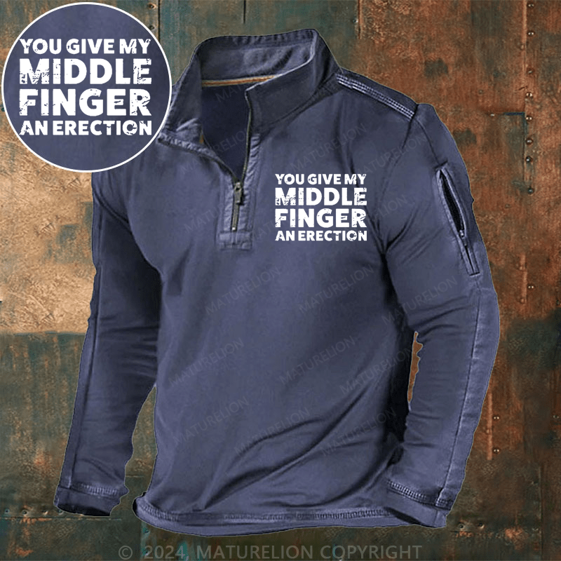 Maturelion Men's Henley Shirt You Give My Middle Finger An Erection Henley Shirt