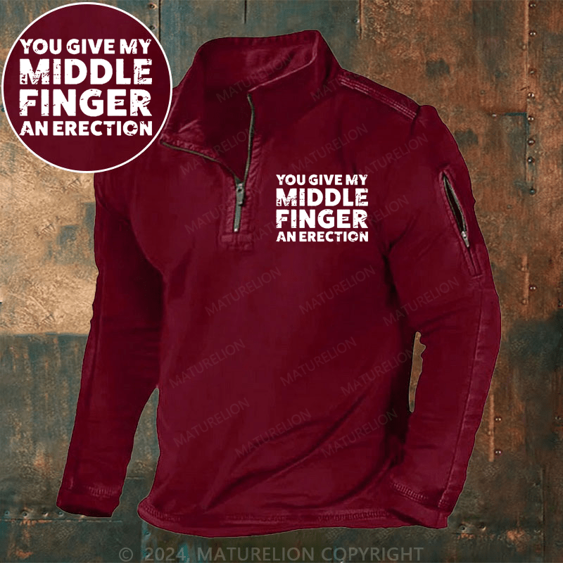 Maturelion Men's Henley Shirt You Give My Middle Finger An Erection Henley Shirt
