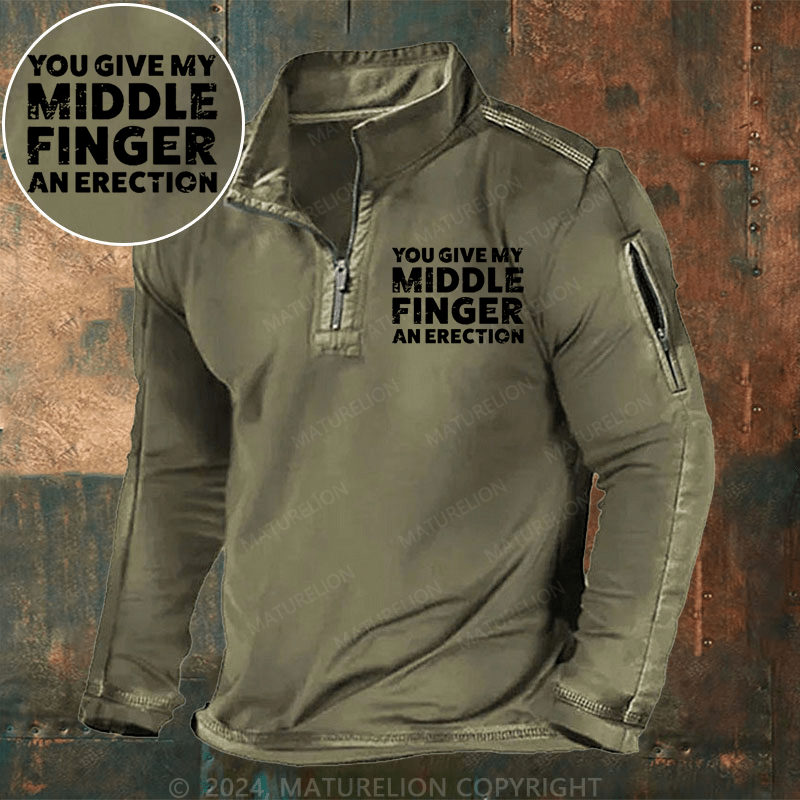 Maturelion Men's Henley Shirt You Give My Middle Finger An Erection Henley Shirt
