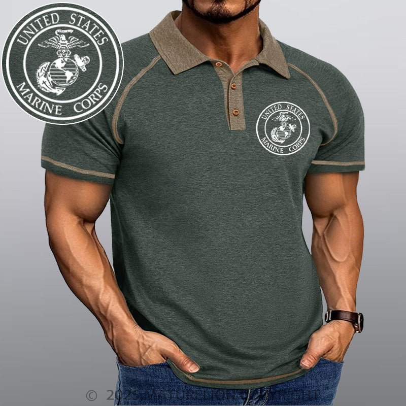 Maturelion Men's Polo Shirt United States Marine Crops Polo Shirt