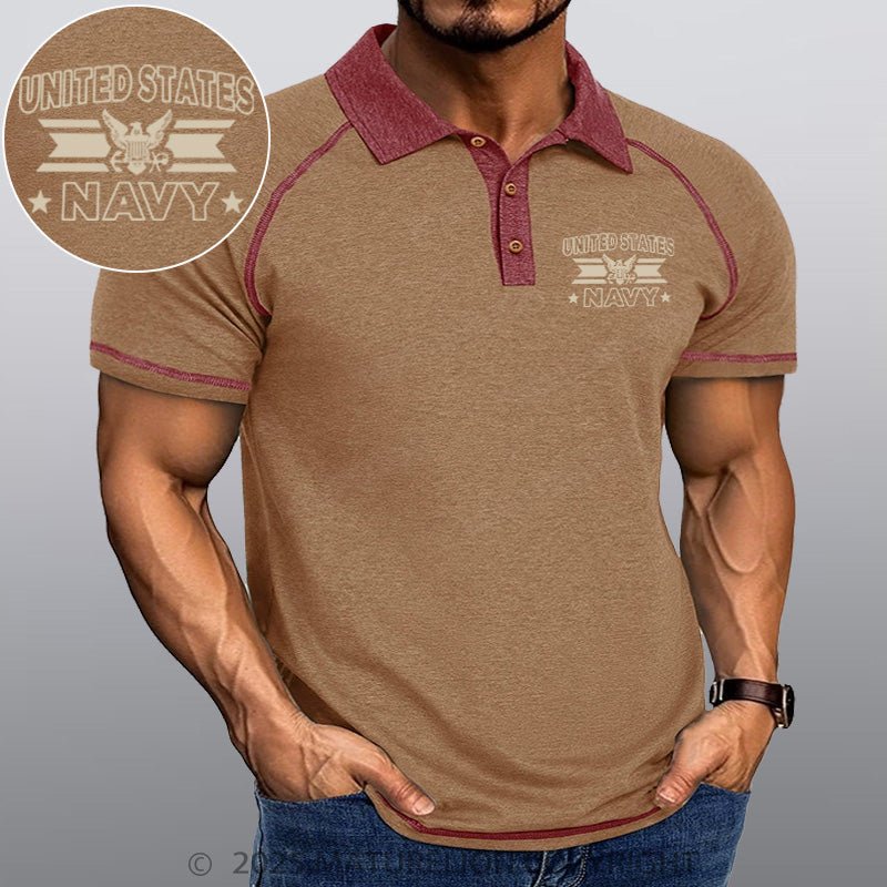 Maturelion Men's Polo Shirt United States Navy Polo Shirt