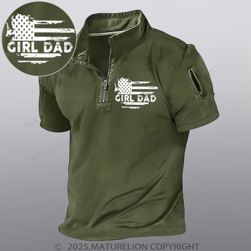 Maturelion Men's Short Sleeved Henley Shirt Girl Dad Henley Shirt
