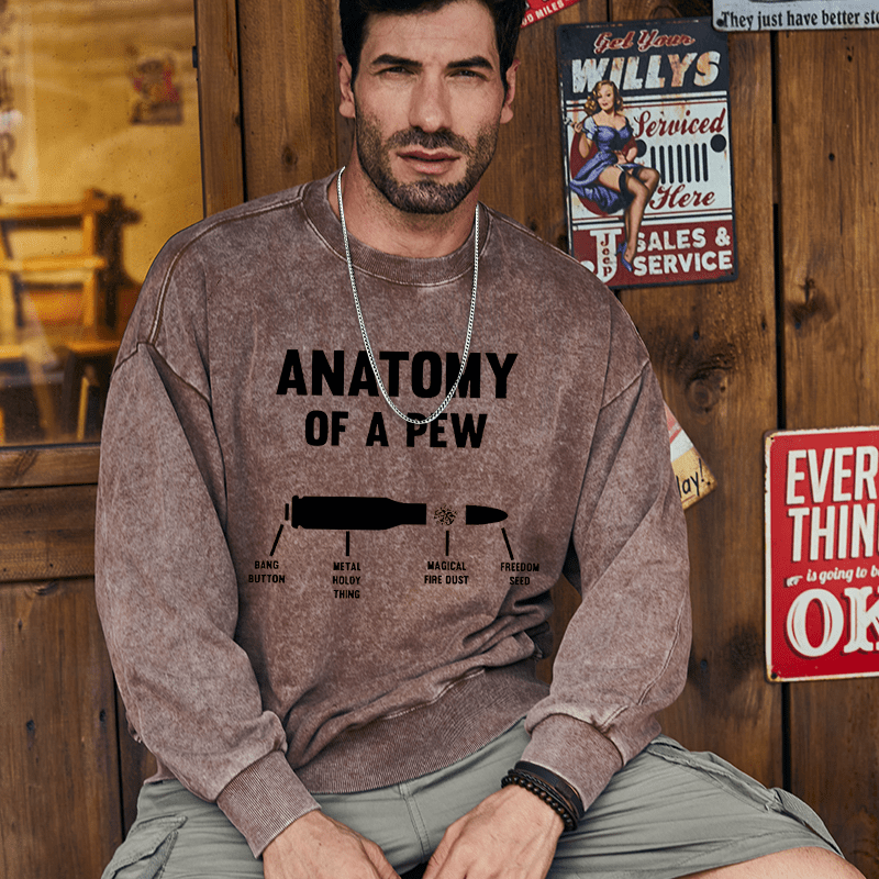 Maturelion Men's Sweatshirt Anatomy Of A Pew Custom Washed Sweatshirt