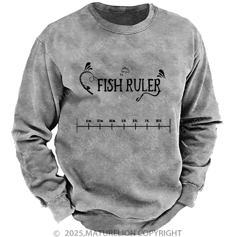 Maturelion Men's Sweatshirt Fishing Ruler Sweatshirt