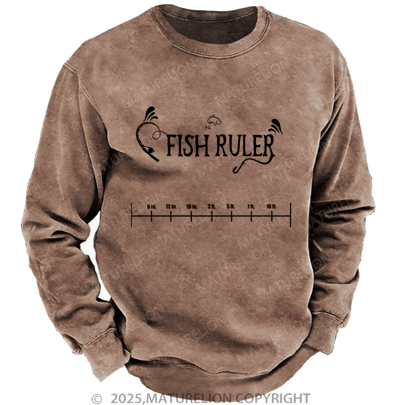 Maturelion Men's Sweatshirt Fishing Ruler Sweatshirt
